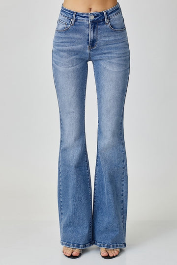 RISEN MID RISE BASIC FLARE JEANS