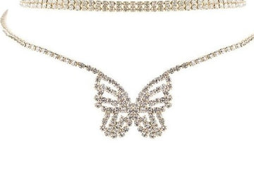 Hazel- Gold Rhinestone Butterfly Choker Necklace Set