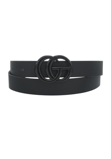 Gio- Slim Letter Design Faux Leather Belt