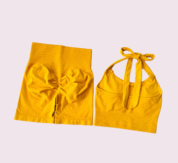 Julie- Halter Crop Top Short Work Out Set