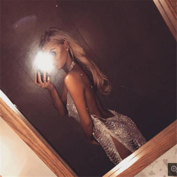 Claire- Crystal Mesh Rhinestone Cut Out Mini Dress