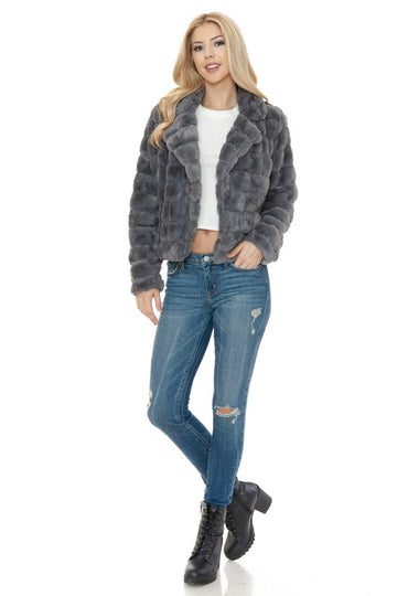 ANNVA Charcoal Faux Fur Jacket