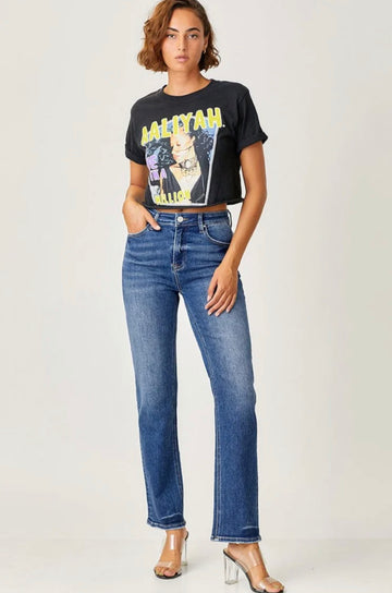 Risen Mid-Rise Slim Relaxed Straight Jeans