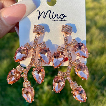 Riley- Rose Gold Rhinestone Crystal Earrings