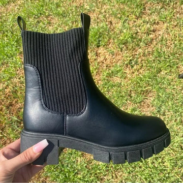 Renley Qupid Black PU Sock Boots